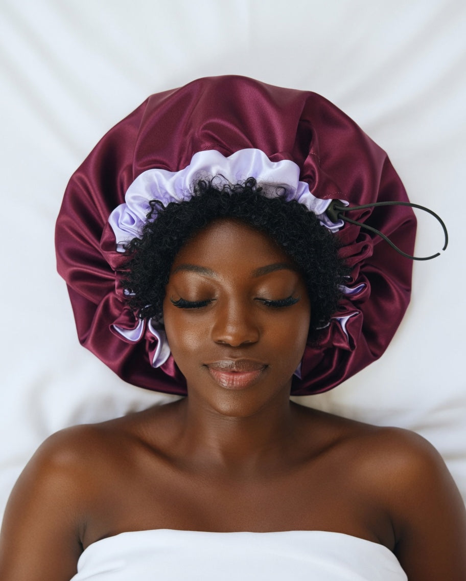 Premium Satin Schlafhaube – Luxus Haarschutz für Locken & Braids